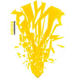 Harrows Rapide Yellow on White Dart Flights main product image showing the flight design and product contents