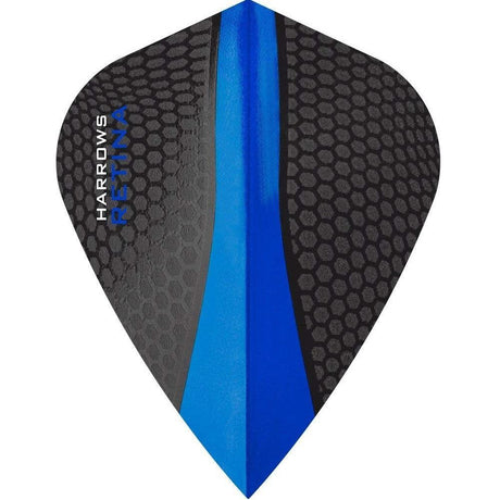 Harrows Retina Kite Dark Blue Dart Flights main product image showing the flight design and product contents