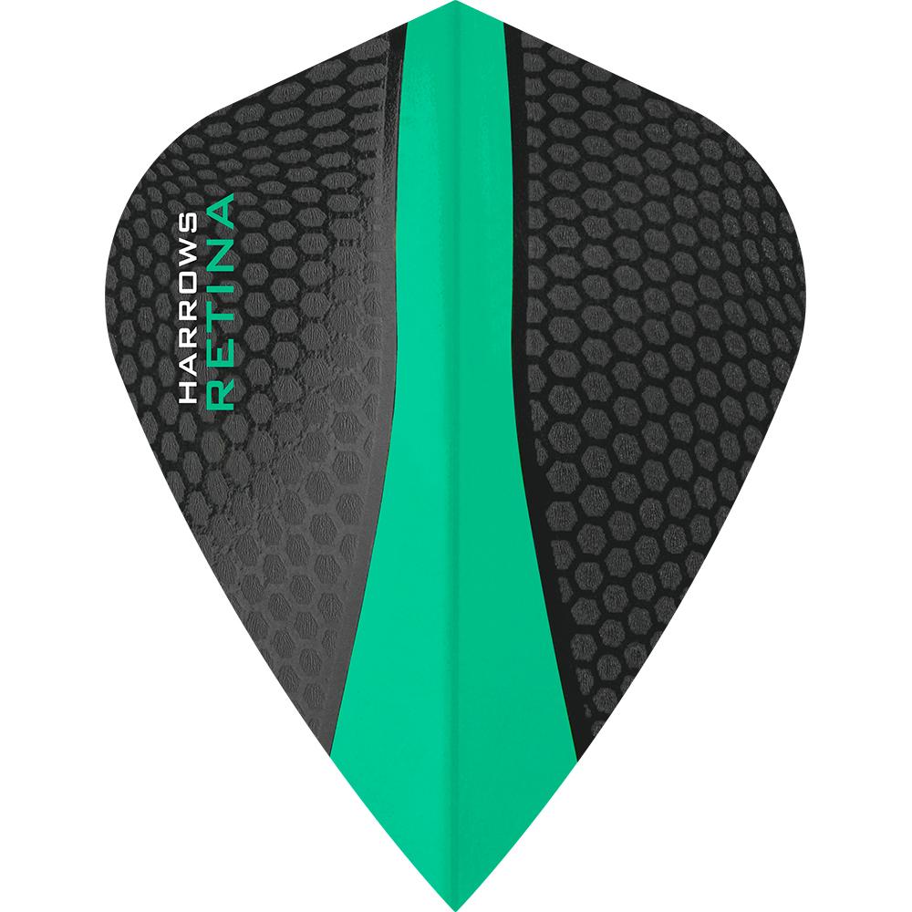 Harrows Retina Kite Jade Dart Flights main product image showing the flight design and product contents