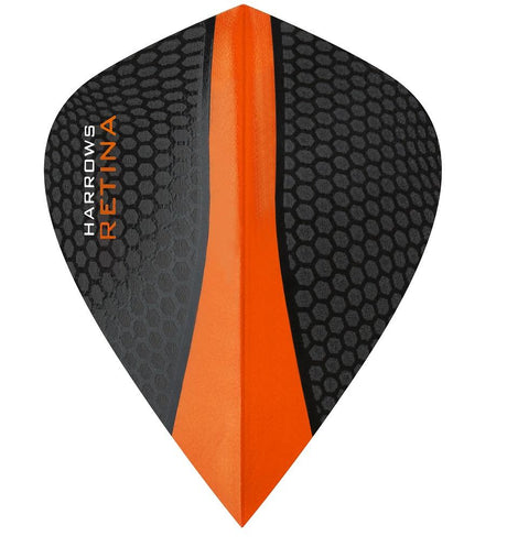 Harrows Retina Kite Orange Dart Flights main product image showing the flight design and product contents