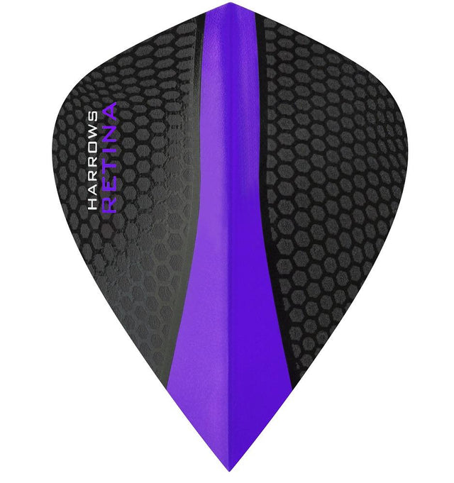 Harrows Retina Kite Purple Dart Flights main product image showing the flight design and product contents