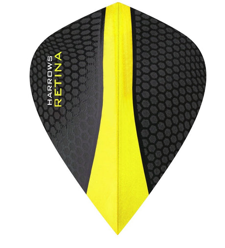 Harrows Retina Kite Yellow Dart Flights main product image showing the flight design and product contents