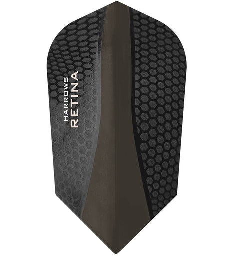 Harrows Retina Slim Black Dart Flights main product image showing the flight design and product contents