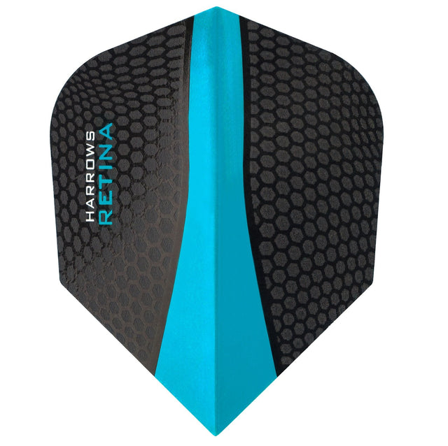Harrows Retina Standard Aqua Dart Flights main product image showing the flight design and product contents