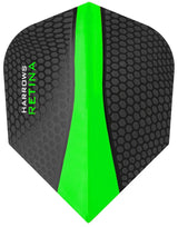 Harrows Retina Standard Green Dart Flights main product image showing the flight design and product contents
