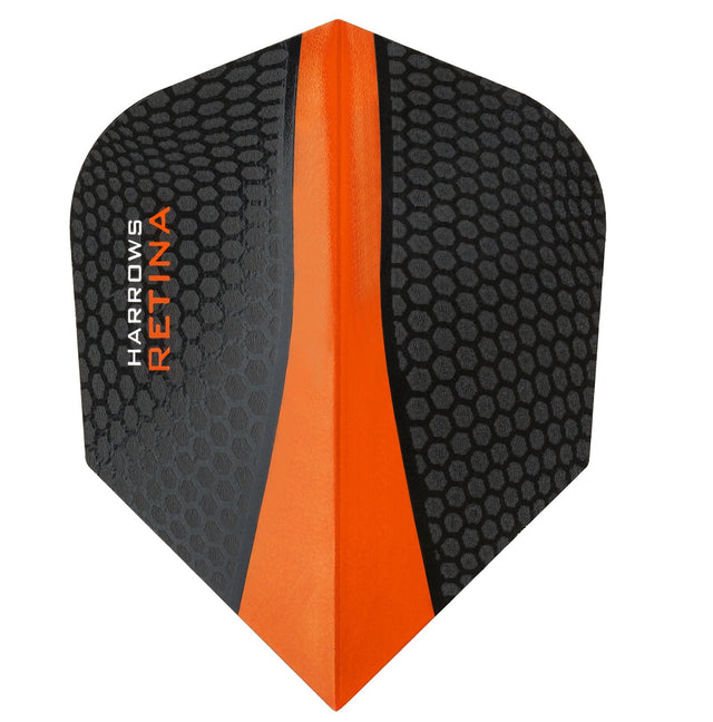 Harrows Retina Standard Orange Dart Flights main product image showing the flight design and product contents