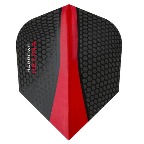Harrows Retina Standard Red Dart Flights main product image showing the flight design and product contents
