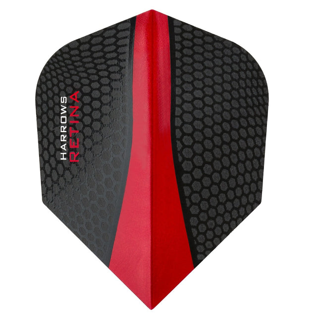 Harrows Retina Standard Red Dart Flights main product image showing the flight design and product contents
