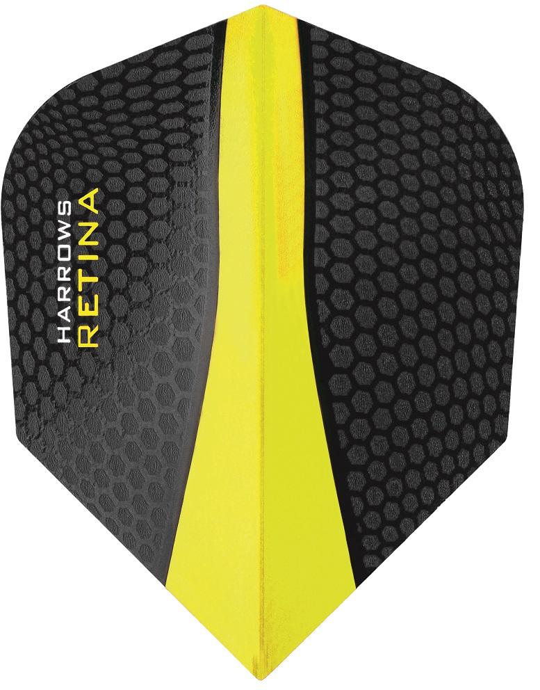 Harrows Retina Standard Yellow Dart Flights main product image showing the flight design and product contents