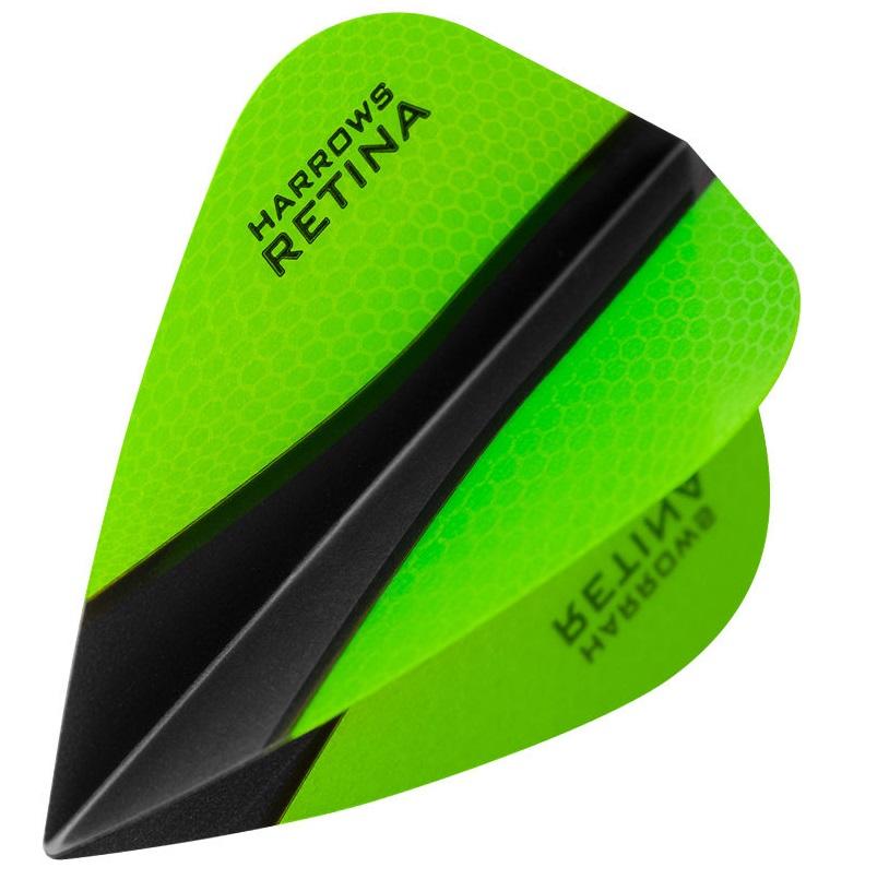 Harrows Retina X Kite Green Dart Flights main product image showing the flight design and product contents