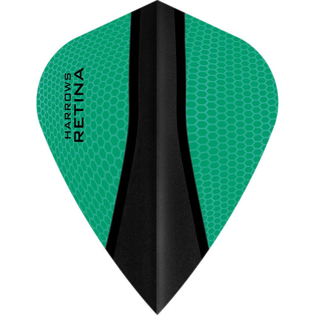 Harrows Retina X Kite Jade Dart Flights main product image showing the flight design and product contents