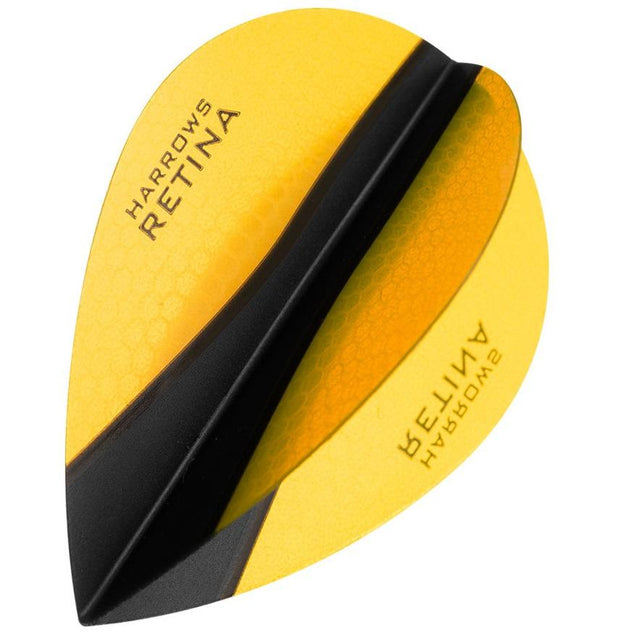 Harrows Retina X Pear Yellow Dart Flights main product image showing the flight design and product contents