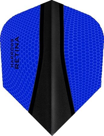 Harrows Retina X Standard Dark Blue Dart Flights main product image showing the flight design and product contents