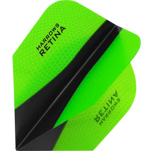 Harrows Retina X Standard Green Dart Flights main product image showing the flight design and product contents