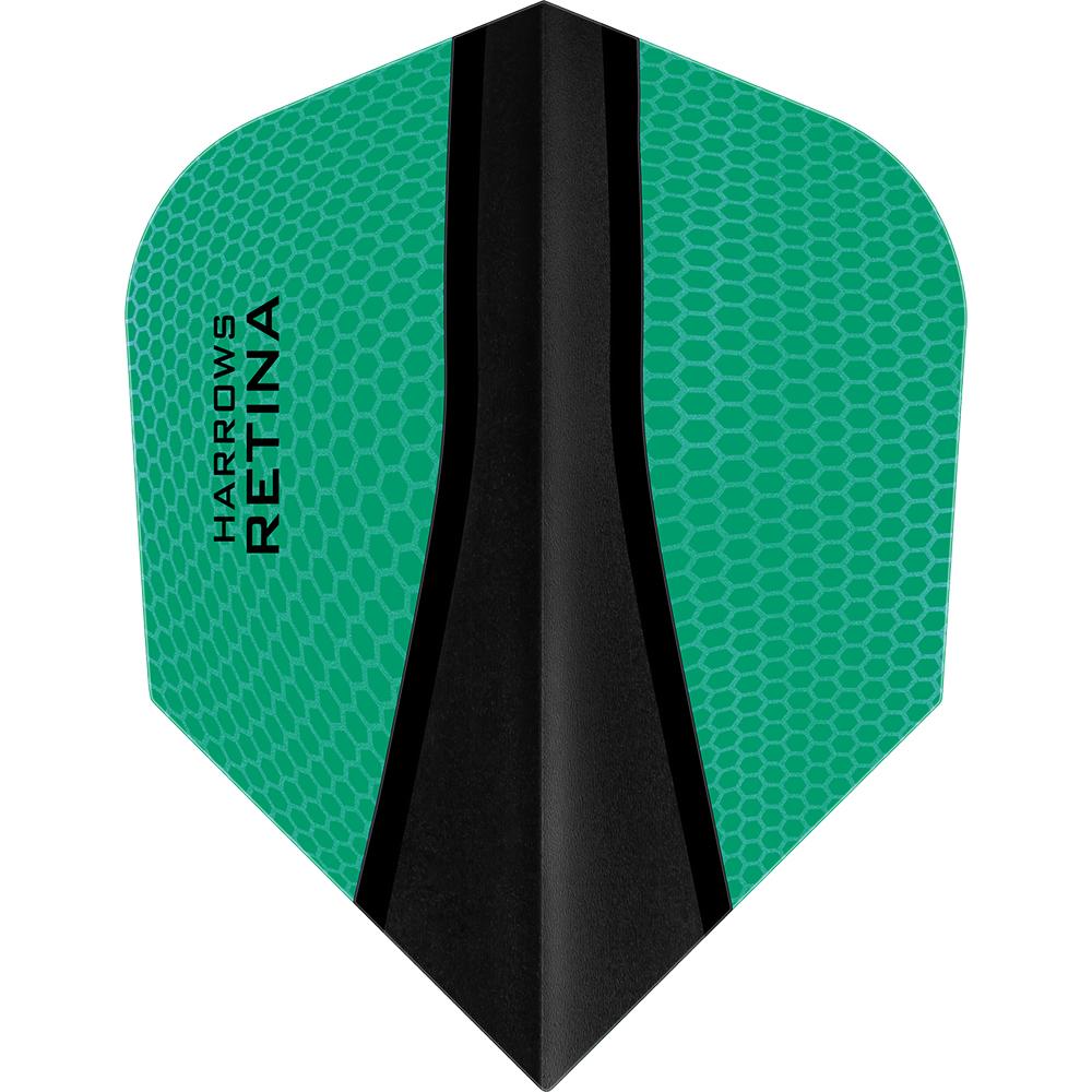 Harrows Retina X Standard Jade Dart Flights main product image showing the flight design and product contents