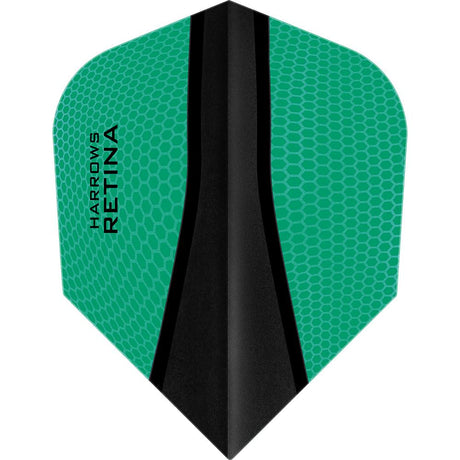 Harrows Retina X Standard Jade Dart Flights main product image showing the flight design and product contents