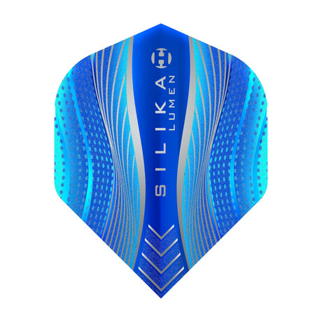 Harrows Silika Lumen No2 Standard Blue Dart Flights main product image showing the flight design and product contents