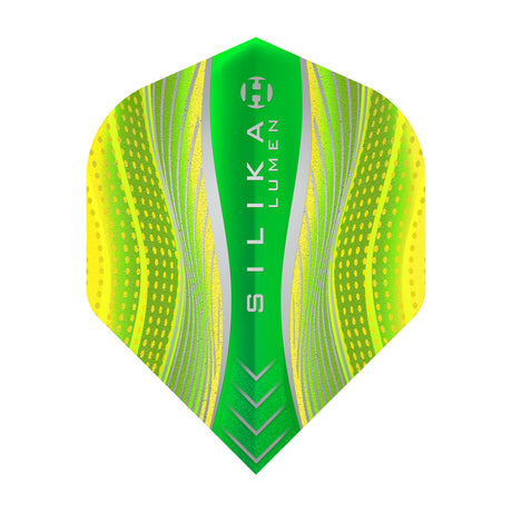 Harrows Silika Lumen No2 Standard Yellow Dart Flights main product image showing the flight design and product contents