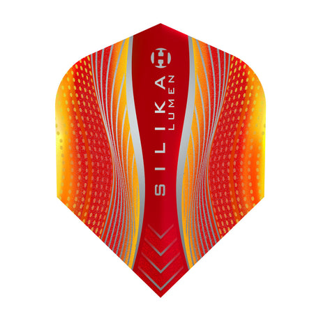 Harrows Silika Lumen No6 Standard Orange and Red Dart Flights main product image showing the flight design and product contents