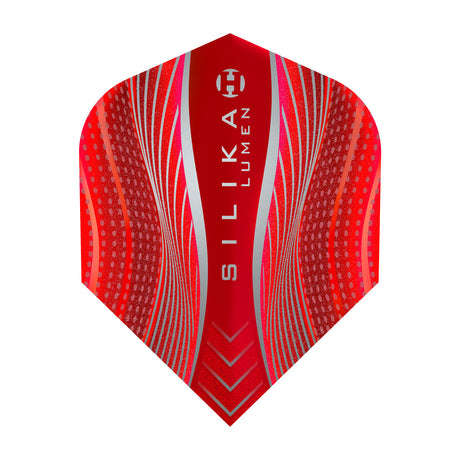 Harrows Silika Lumen No6 Standard Red Dart Flights main product image showing the dart flights and product contents