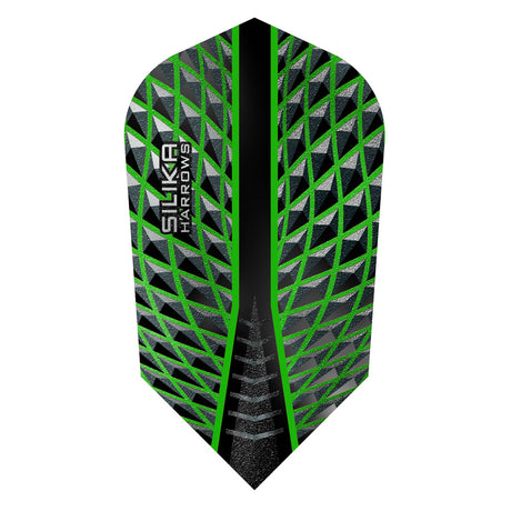 Harrows Silika Slim Green Dart Flights main product image showing the dart flights and product contents