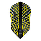 Harrows Silika Slim Yellow Dart Flights main product image showing the dart flights and product contents