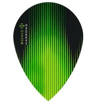 Harrows Sonic Pear Green Dart Flights main product image showing the flight design and product contents