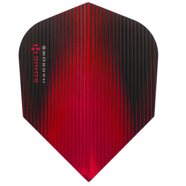 Harrows Sonic Standard Red Dart Flights main product image showing the flight design and product contents