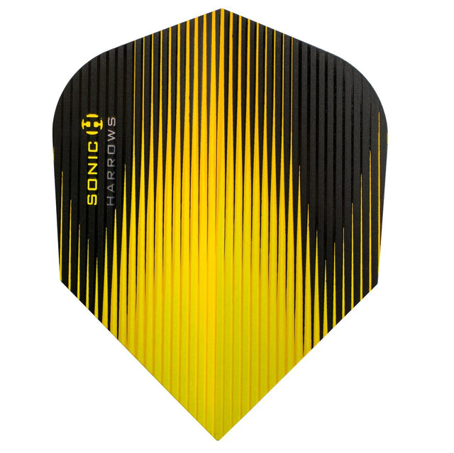 Harrows Sonic Standard Yellow Dart Flights main product image showing the flight design and product contents