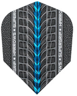 Harrows Supergrip Blue 100 Micron Dart Flights main product image showing the flight design and product contents