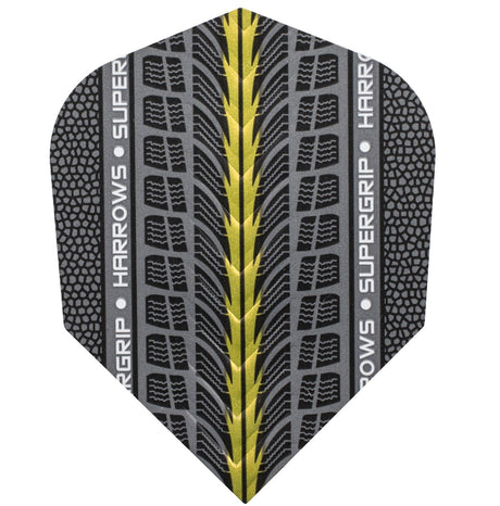 Harrows Supergrip Gold 100 Micron Dart Flights main product image showing the flight design and product contents