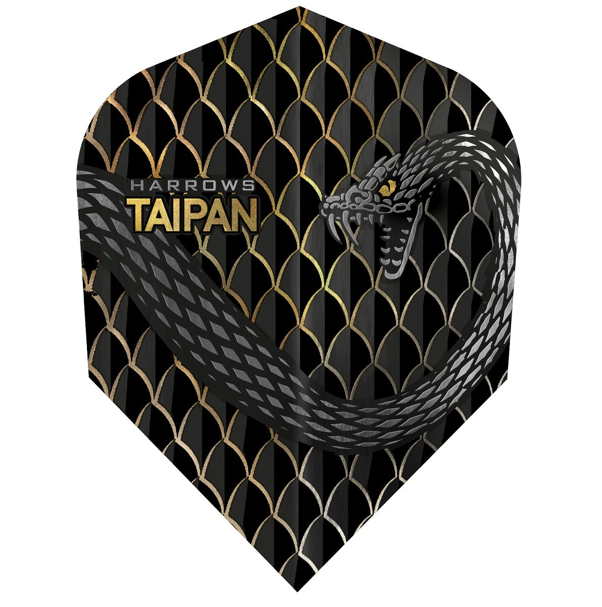 Harrows Taipan Gold Standard Dart Flights main product image showing the dart flights and product contents