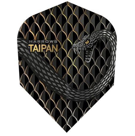 Harrows Taipan Gold Standard Dart Flights main product image showing the dart flights and product contents