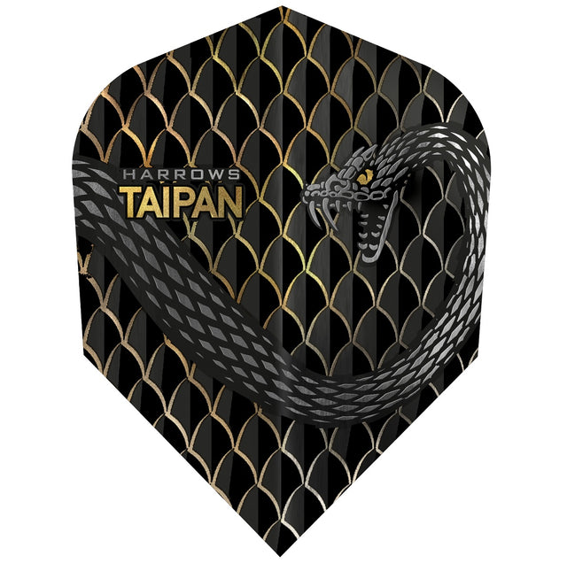 Harrows Taipan Gold Standard Dart Flights main product image showing the dart flights and product contents
