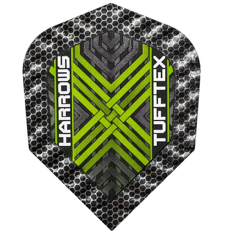 Harrows Tufftex Green 100 Micron Dart Flights main product image showing the flight design and product contents