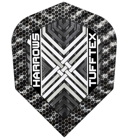 Harrows Tufftex White 100 Micron Dart Flights main product image showing the flight design and product contents
