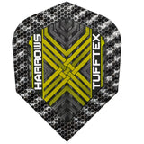 Harrows Tufftex Yellow 100 Micron Dart Flights main product image showing the flight design and product contents