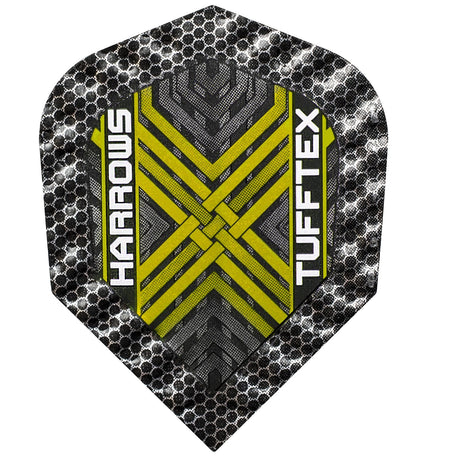 Harrows Tufftex Yellow 100 Micron Dart Flights main product image showing the flight design and product contents