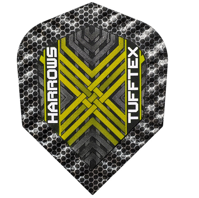 Harrows Tufftex Yellow 100 Micron Dart Flights main product image showing the flight design and product contents
