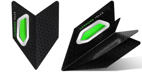 Harrows Velos Green Dart Flights main product image showing the flight design and product contents