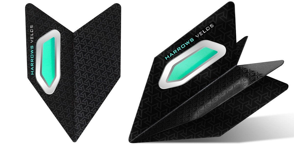 Harrows Velos Jade Dart Flights main product image showing the flight design and product contents