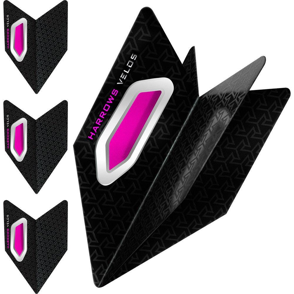 Harrows Velos Pink Dart Flights main product image showing the flight design and product contents
