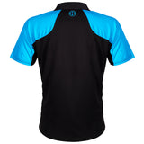 Harrows Vivid Aqua and Black Dart Shirt rear view image showing the back design and shirt styling