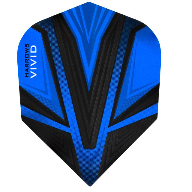 Harrows Vivid Blue Dart Flights main product image showing the flight design and product contents