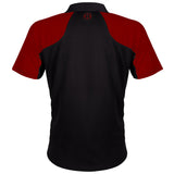 Harrows Vivid Deep Red and Black Dart Shirt rear view image showing the back design and shirt styling