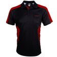 Harrows Vivid Deep Red and Black Dart Shirt front view image showing the complete shirt design, colours, and styling details
