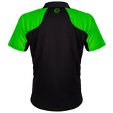 Harrows Vivid Green and Black Dart Shirt rear view image showing the back design and shirt styling