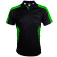 Harrows Vivid Green and Black Dart Shirt front view image showing the complete shirt design, colours, and styling details