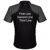 Harrows Vivid Grey and Black Dart Shirt image highlighting available name and customisation options