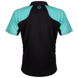 Harrows Vivid Jade and Black Dart Shirt rear view image showing the back design and shirt styling